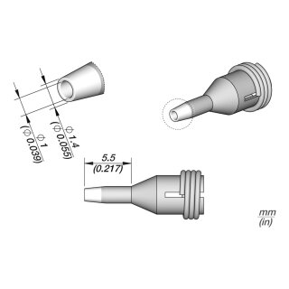 JBC C360-003 Desoldering Tip Ø 1.0 / 1.4 mm Nozzle Straight