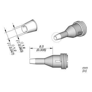 JBC C360-004 Desoldering Tip Ø 1.2 / 1.6 mm Nozzle Straight