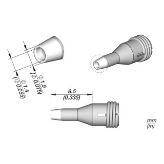 JBC C360-007 Desoldering Tip Ø 1.4 / 1.9 mm Nozzle Straight