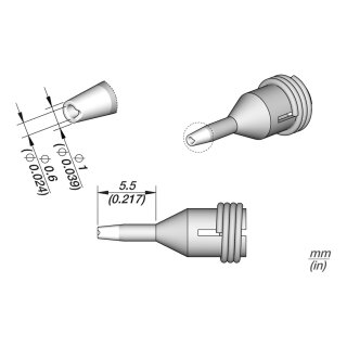 JBC C360-011 Desoldering Tip Ø 0.6 / 1.0 mm Nozzle Straight