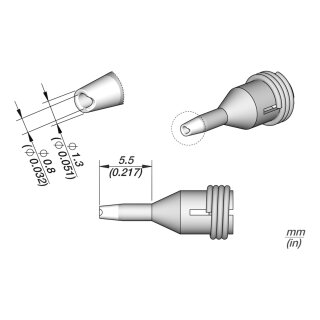 JBC C360-012 Desoldering Tip Ø 0.8 / 1.2 mm Nozzle Straight