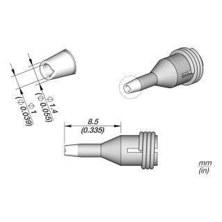 JBC C360-013 Desoldering Tip Ø 1.0 / 1.4 mm Nozzle Straight