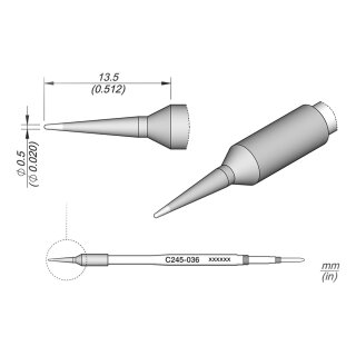 JBC C245-036 Lötspitze Ø0,5 mm Rundform gerade