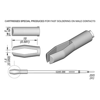 JBC C245-268 Pin Soldering Tip 1.5 mm Slot Fork