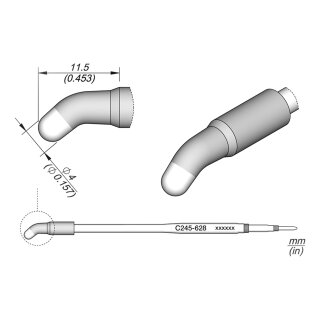 JBC C245-628 Lötspitze Ø4,0 mm Rundform gebogen