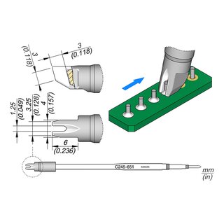 JBC C245-651 Drag Soldering Tip 1.25 mm Fork