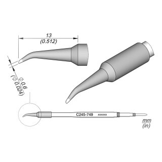 JBC C245-749 Soldering Tip Ø0.6 mm S2 Bevel Bent