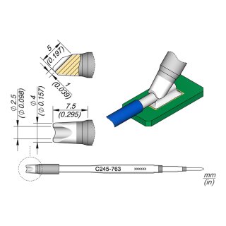 JBC C245-763 Cable Soldering Tip Ø4.0/2.5 mm Spoon