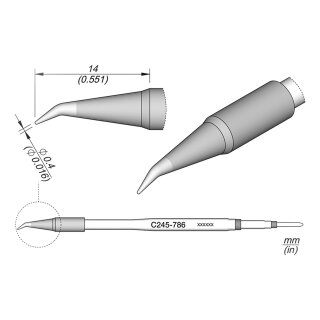 JBC C245-786 Lötspitze Ø0,4 mm Rundform gebogen