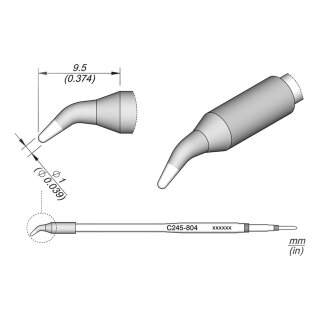 JBC C245-804 Lötspitze Ø1,0 mm Rundform gebogen, lang