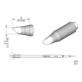 JBC C245-812 Lötspitze Ø3,0 mm abgeschrägt lang