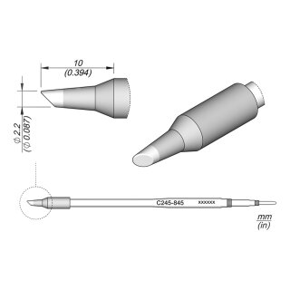 JBC C245-845 Lötspitze Ø2,2 mm abgeschrägt lang