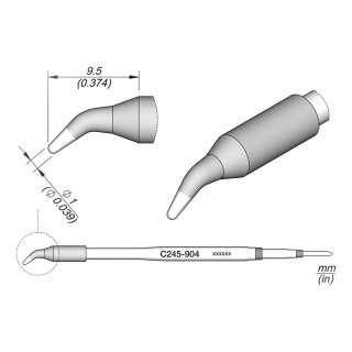 JBC C245-904 Lötspitze Ø1,0 mm Rundform gebogen