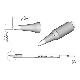 JBC C245-943 Lötspitze Ø1,7 mm Rundform gerade