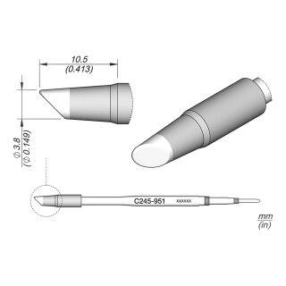 JBC C245-951 Soldering Tip Ø3.8 mm Bevel