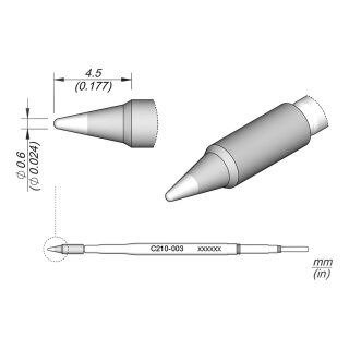 JBC C210-003 Soldering Tip Ø 0.6 mm Conical Straight