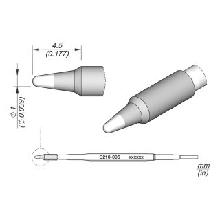 JBC C210-005 Lötspitze Ø 1,0 mm Rundform gerade