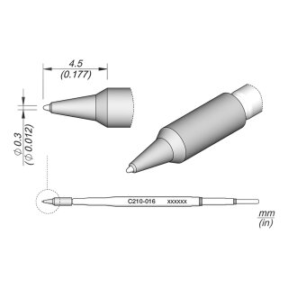 JBC C210-016 Soldering Tip Ø 0.3 mm Conical Straight