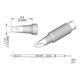 JBC C210-029 Lötspitze Ø 1,5 mm Hohlkehle abgeschrägt