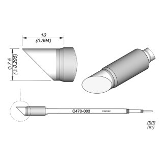 JBC C470-003 Soldering Tip Ø 7.5 mm Conical Bevel