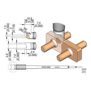 JBC C470-042 Pin Soldering Tip Ø 4.8 mm Special Shape