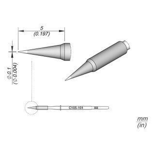 JBC C105-101 Lötspitze Ø 0,1 mm Rundform gerade