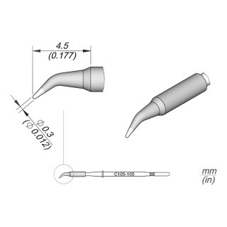 JBC C105-105 Lötspitze Ø 0,3 mm Rundform gebogen