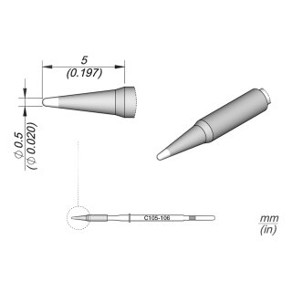 JBC C105-106 Lötspitze Ø 0,5 mm Rundform gerade