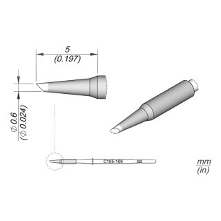 JBC C105-109 Lötspitze Ø 0,6 mm Rundform abgeschrägt