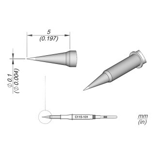 JBC C115-101 Soldering Tip Ø 0.1 mm Conical Straight