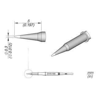 JBC C115-103 Soldering Tip Ø 0.3 mm Conical Straight