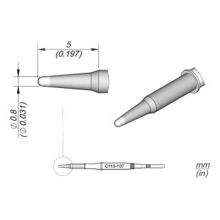 JBC C115-107 Soldering Tip Ø 0.8 mm Conical Straight