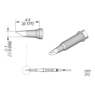 JBC C115-128 Solder Depot Tip Ø 1.0 mm Conical