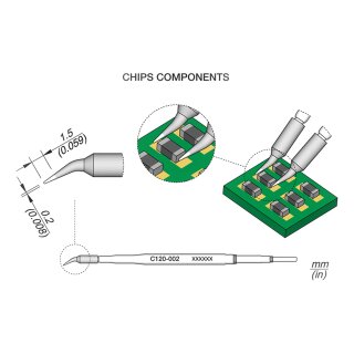 JBC C120-002 Entlötspitze Ø 0,2 mm Klinge gebogen