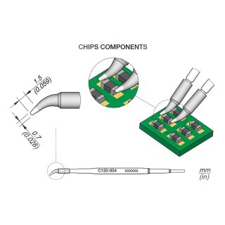 JBC C120-004 Desoldering Tip Ø 0.7 mm Blade Bent