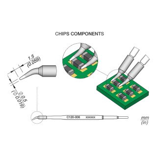 JBC C120-006 Desoldering Tip Ø 0.5 mm Blade Bent