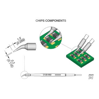 JBC C120-902 Desoldering Tip Ø 0.3 mm Blade Bent