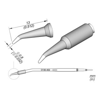 JBC C130-402 Lötspitze Ø 0,8 mm Rundform gebogen