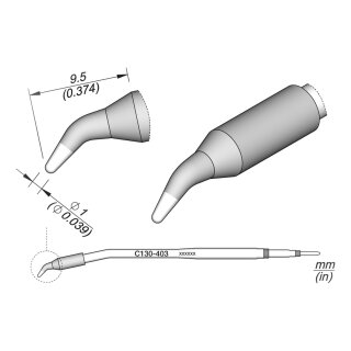 JBC C130-403 Lötspitze Ø 1,2 mm Rundform gebogen