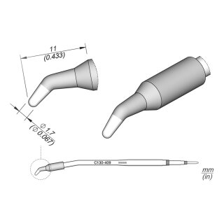 JBC C130-409 Lötspitze Ø 1,7 mm Rundform gebogen