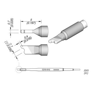 JBC C210-012 Soldering Tip Ø 1.0/0.7 x 0.4 mm Special Shape