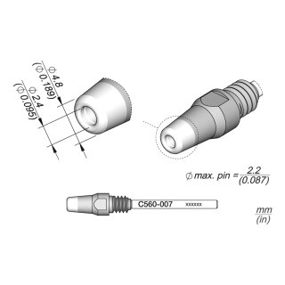 JBC C560-007 Desoldering Tip Ø 2.4 / 4.8 mm Nozzle Straight