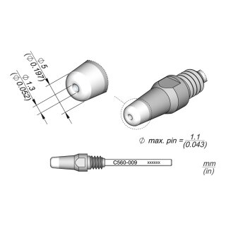 JBC C560-009 Desoldering Tip Ø 1.3 / 5.0 mm Nozzle Straight