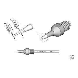 JBC C560-011 Desoldering Tip Ø 0.6 / 1.4 mm Nozzle Straight