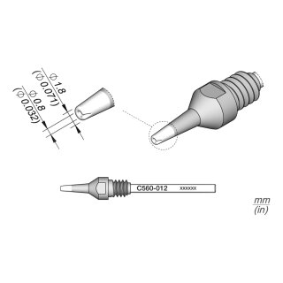 JBC C560-012 Desoldering Tip Ø 0.8 / 1.8 mm Nozzle Straight