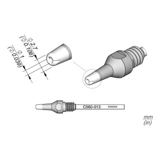 JBC C560-013 Desoldering Tip Ø 1.0 / 2.7 mm Nozzle Straight