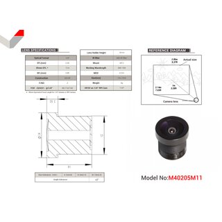 Arducam LN063 1/4? M12 Mount 2.05mm Focal Length Camera Lens M40205M11