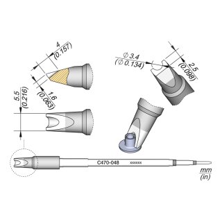 JBC C470-048 Soldering Tip Ø 3.4 mm Barrel