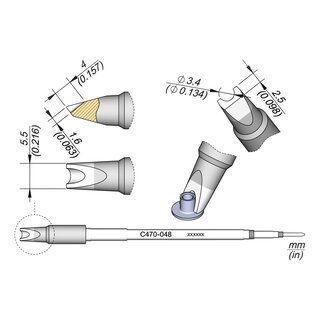 JBC C470-048 Soldering Tip  3.4 mm Barrel