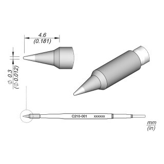 JBC C210-001 Soldering Tip Ø 0.3 mm Conical Straight